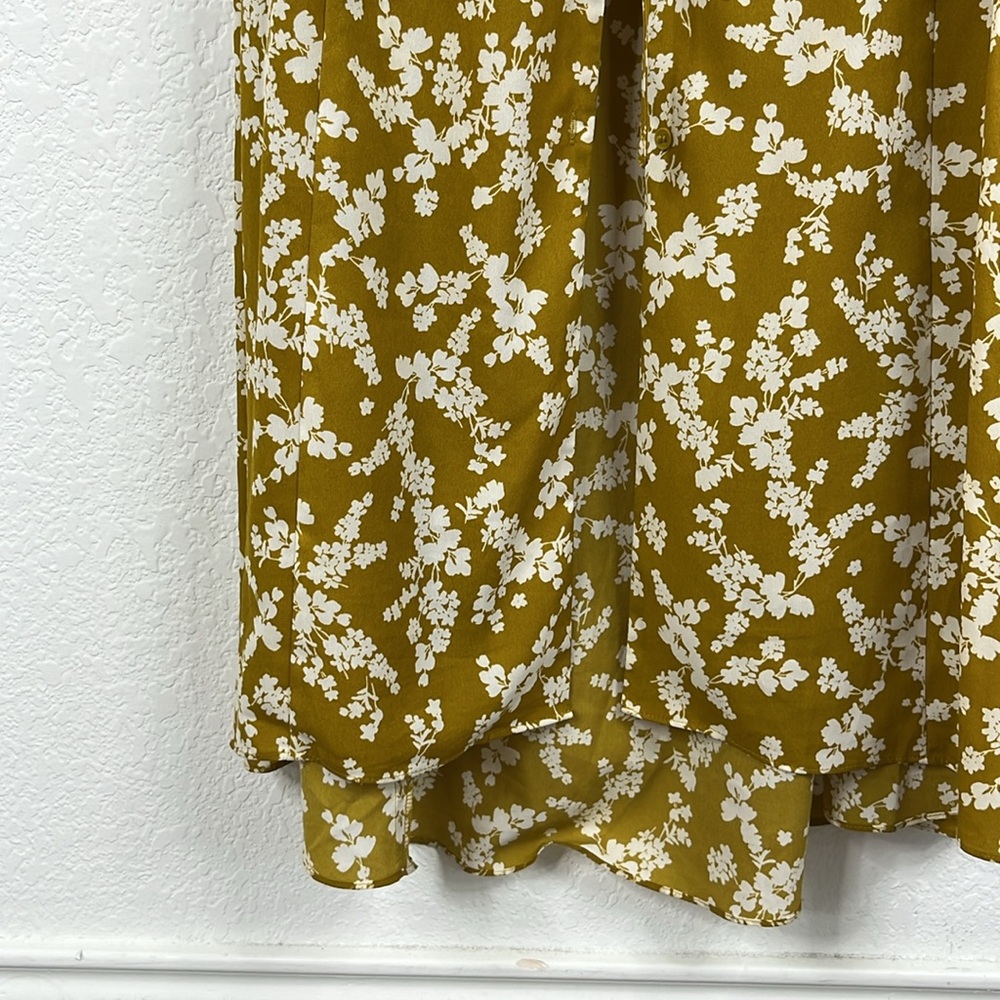 French Connection Bruna Light Mid Floral Midi Shirt Dress Yellow - Picture 12 of 15